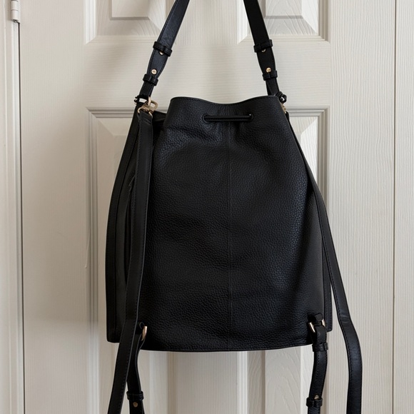 Burkely Black Pebbled Leather Drawstring Backpack - Picture 5 of 10